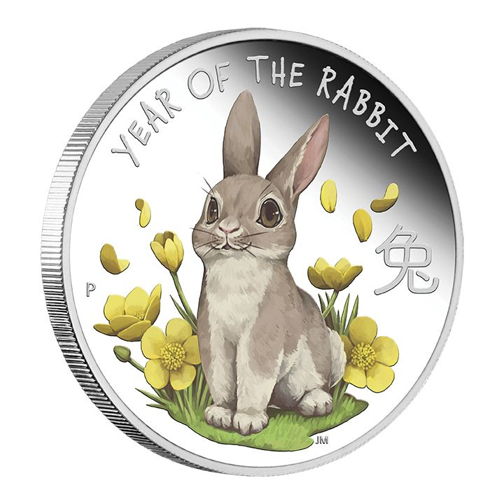 Tuvalu: Baby Rabbit kolorowany 1/2 uncji Srebra 2023 Proof