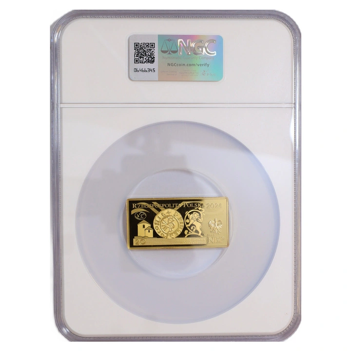 Złota Moneta Polskie banknoty obiegowe – banknot o nominale 20 zł Złoto 2024 Proof NGC PF 70 Ultra Cameo