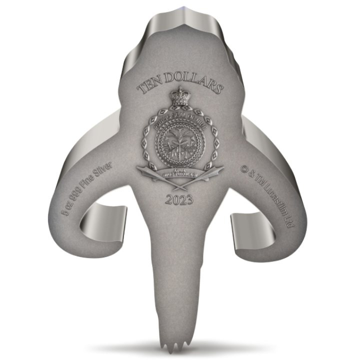 Niue: Star Wars The Mandalorian - Mythosaur 5 uncia ezüst 2023 antikolt alakú érme