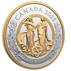 Canada: Allegories of Justice and Truth placcato in oro $20 Argento 2025 Proof