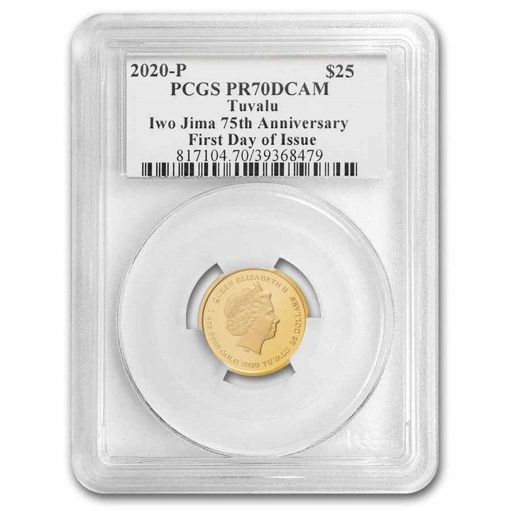 Aranyérme Iwo Jima 75th Anniversary 1/4 uncia arany 2020 Proof PCGS PR-70 First Day of Issue