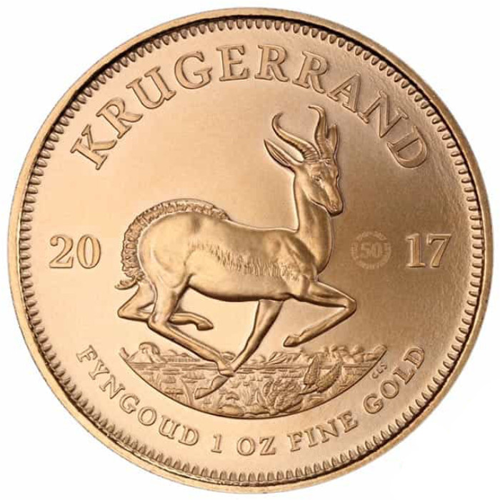Monedă de aur Krugerrand 1 uncie de aur 2017 (a 50-a aniversare)