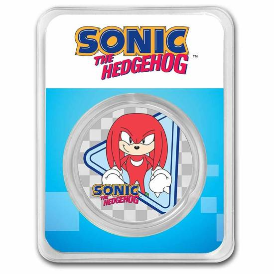 Niue: Sonic The Hedgehog - Knuckles kolorowany 1 uncja Srebra 2022 Slab