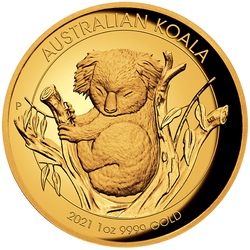 Koala 1 uncja Złota 2021 Proof High Relief