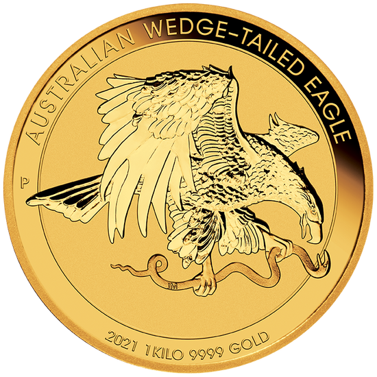 Aigle australien 1000 grammes d'or 2021 Incused