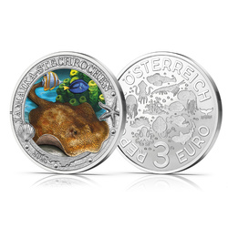 Yellow Stingray coloured 3 Euro Copper 2024