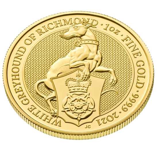The Queen’s Beasts 2021: The White Greyhound of Richmond 1 oz Gold
