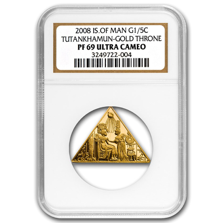 Île de Man : Toutânkhamon - Trône d'or 1/5 once d'or 2008 NGC PF69 Ultra Cameo