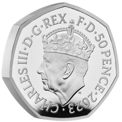The Coronation of His Majesty King Charles III 50p Srebro 2023 Proof Piedfort