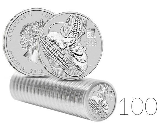 Lunar III: Rok Myszy 1/2 uncji Srebra PAKIET 100 SZTUK 2020