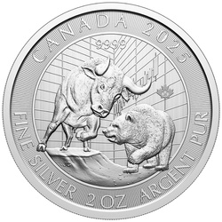 Canada : Bull and Bear 2 onces d'argent 2025