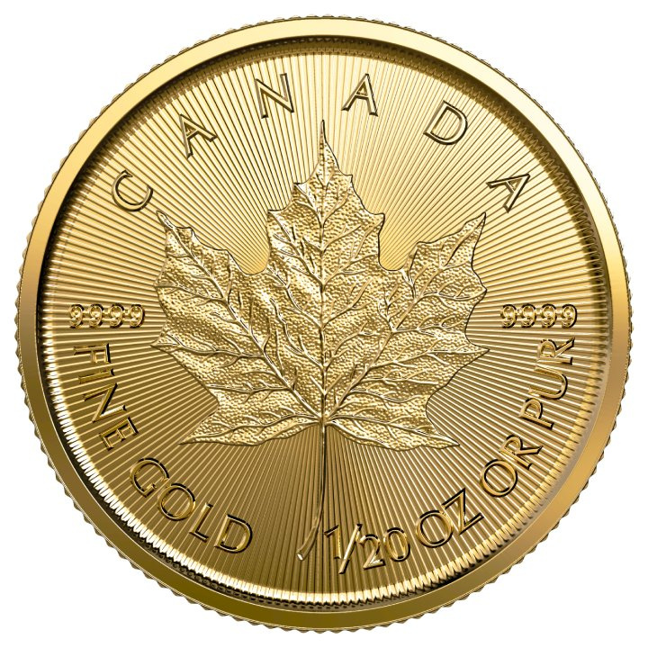 Feuille d'érable canadienne 1/20 once d'or 2023