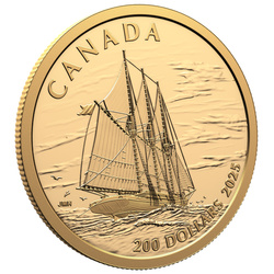 Kanada: Tall Ships - Three-Masted Schooner 200 dolláros arany 2025 Proof