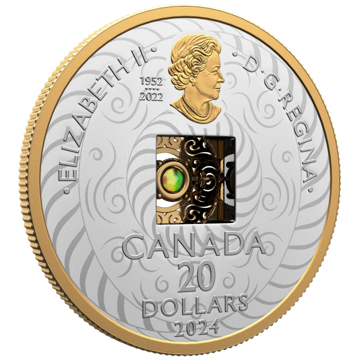 Canada: Dancing Ammolite - Elements of Nature "Air" pozłacany $20 Srebro 2024 Proof
