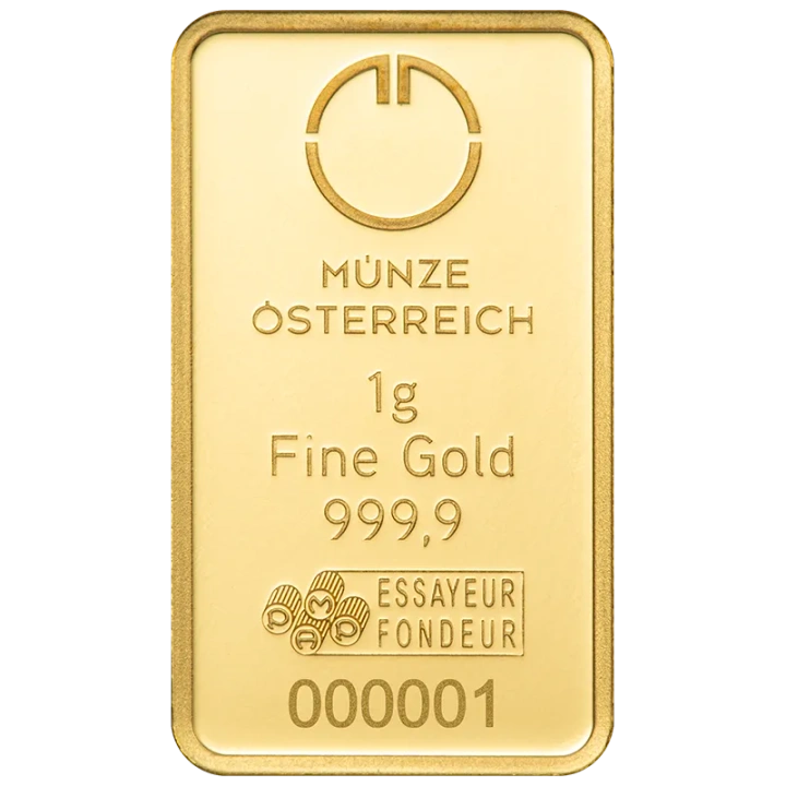 Aranyrúd 1 gramm arany Austrian Mint