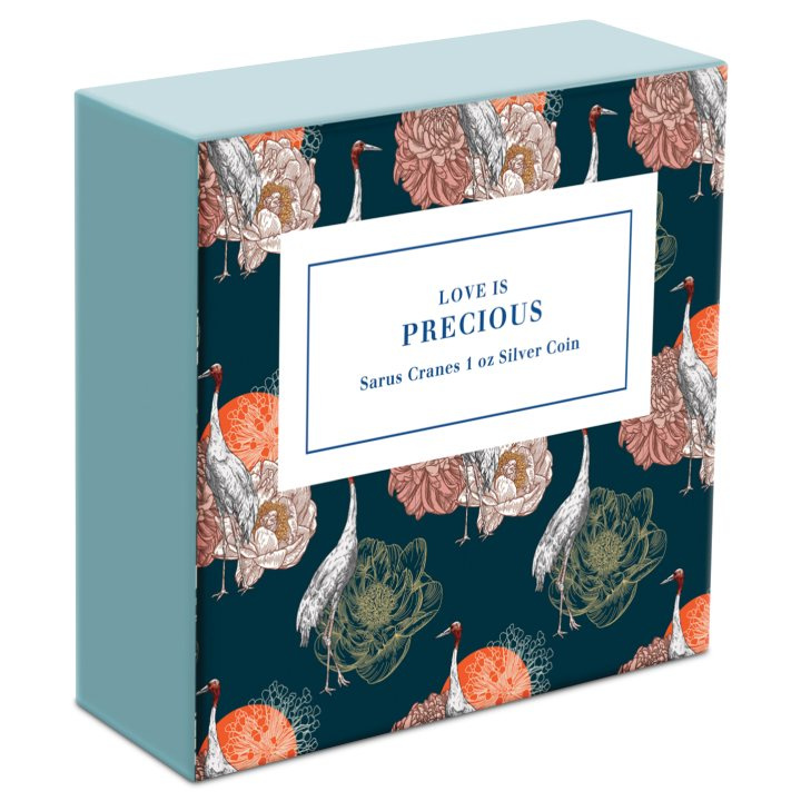 Niue: Love is Precious - Sarus Crane kolorowany 1 uncja Srebra 2024 Proof