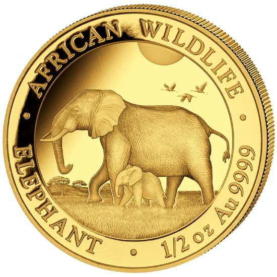African Wildlife: Somalia Elephant 1/2 oz Gold 2022