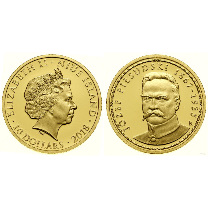 Niue: Ojcowie Polskiej Niepodległości - Józef Piłsudski 1/4 uncji Złota 2018 Proof
