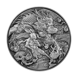 Tokelau: Auspicious Dragon Zodiac - Chinese Dragon & Rabbit 2 once d'argento 2023 High Relief Antiqued Coin