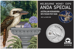 Australian Kookaburra with Possum coloured 1 oz Silver 2022 Privy Mark (Melbourne Money Expo Anda Special)