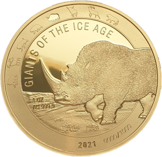 Ghana: Giants of the Ice Age - Nosorożec Włochaty 1 uncja Złota 2021