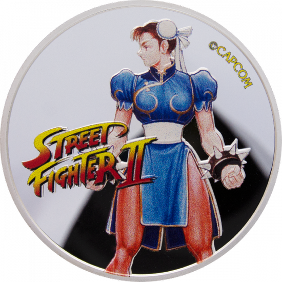 Street Fighter II: Chun Li coloreado 30 aniversario del juego 1 oz Plata 2021
