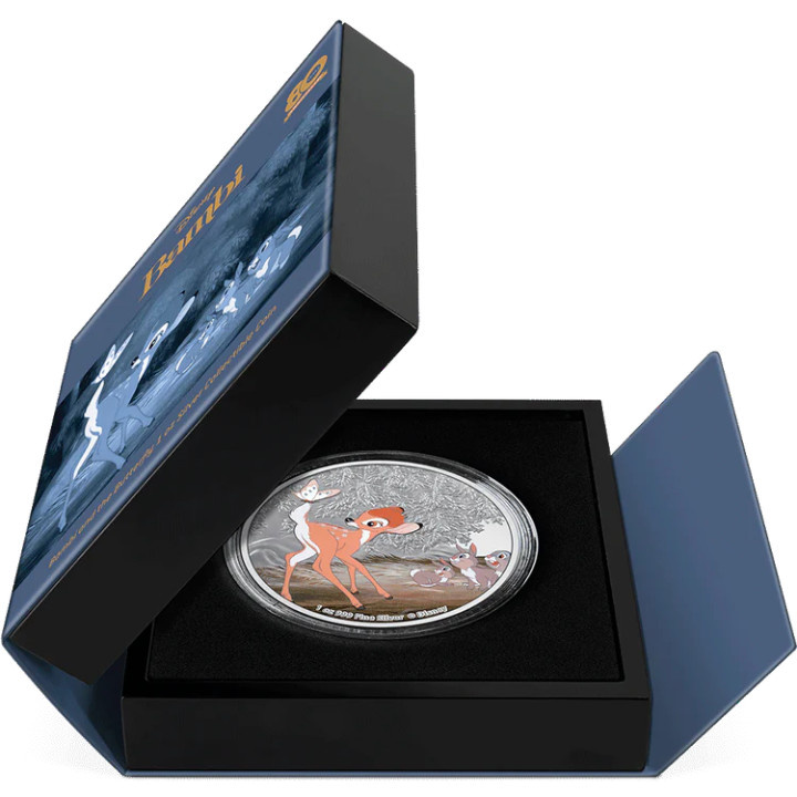 Niue: Disney Bambi 80th Anniversary - Bambi and Butterfly coloured 1 oz Silver 2022 Proof
