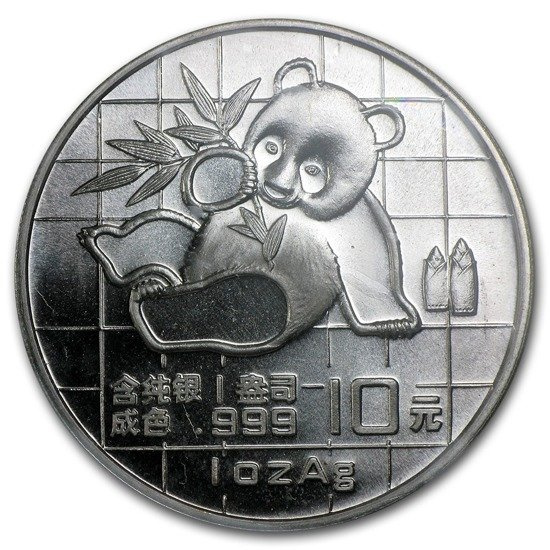 Chińska Panda 1 uncja Srebra 1989