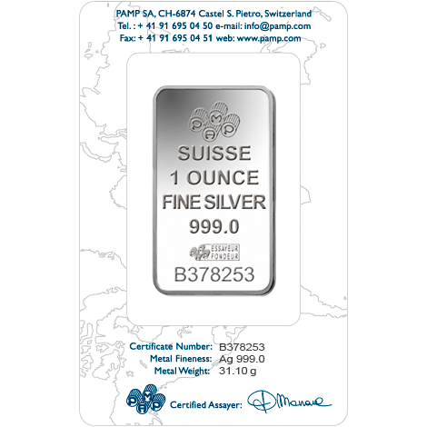 Sztabka Pamp Suisse Rosa 1 uncja Srebra