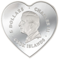 Îles Cook : Amour brillant - Roses colorée 5 Argent 2024 Proof