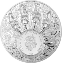 Islas Cook: Rey del Sur - León 3 oz Plata 2023 Prueba Alto Relieve