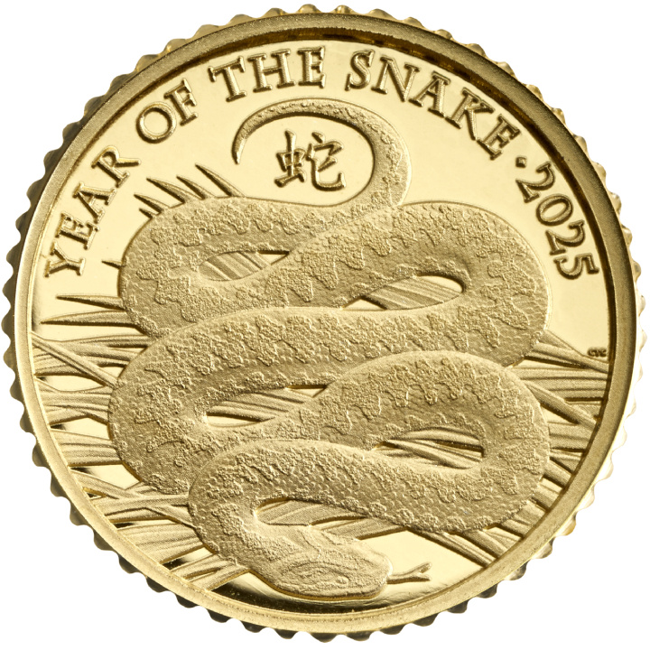 Royal Mint Lunar: Anno del Serpente 1/40 oncia d'oro 2025 Proof