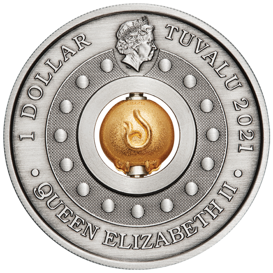 Lunar III: Jahr der Ochse 1 oz Silber 2021 Rotating Charm Antiqued Finish