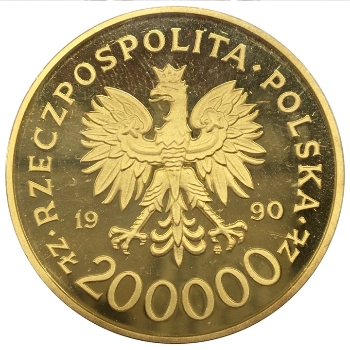 Monedă de Aur Solidaritatea 1980-1990 1 Uncie de Aur 1990 Versiune Rară "Groasă" 32 mm