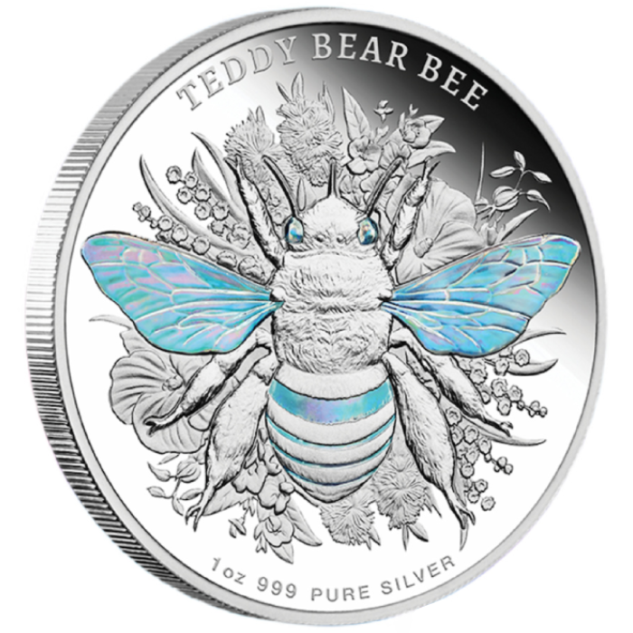 Srebrna Moneta Niue: Australian Native Bees - Teddy Bear Bee 1 uncja Srebra 2026 Proof Hologram