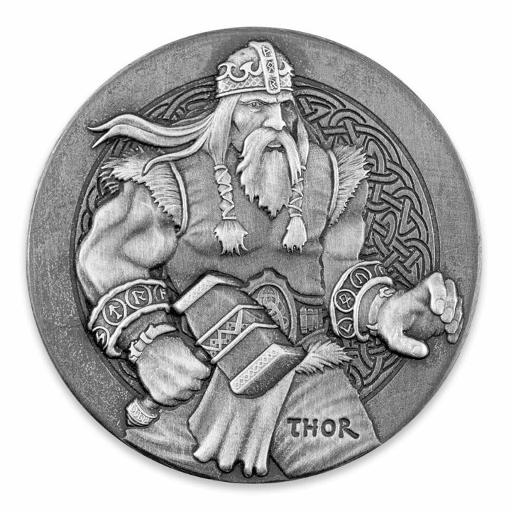 Niue: Vikingos - Thor 2 oz Silver Proof 2016 Antiqued Coin