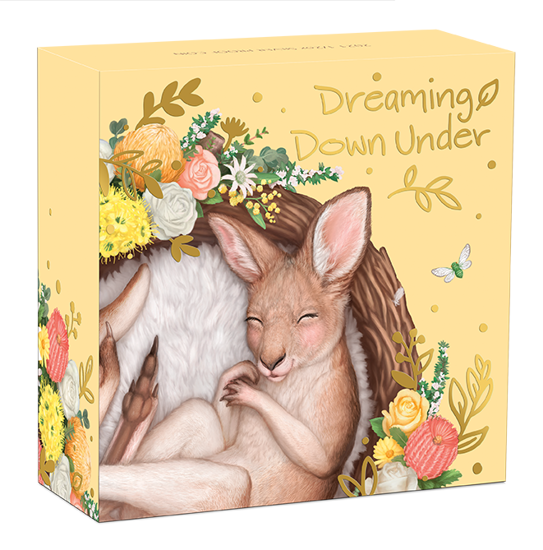 Dreaming Down Under: Sleeping Kangaroo színes 1/2 oz ezüst 2021 Proof