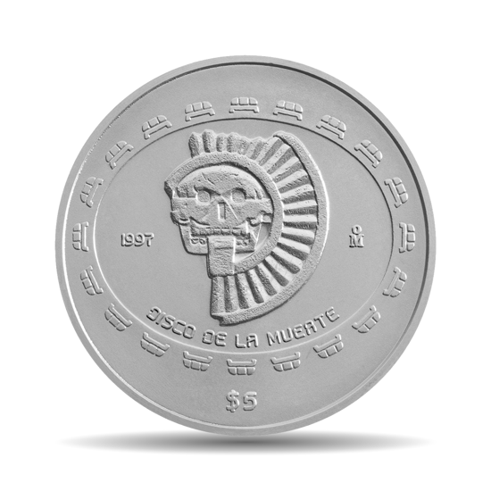 1997 Mexico 1 oz Silver 5 Disco de la muerte