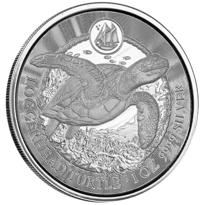 Kajmán-szigetek: Loggerhead Turtle 1 uncia ezüst 2023 Prooflike