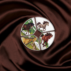 Sada 4 mincí Tuvalu: Rok Koně Quadrant kolorovaná 4 x 1 unce Stříbra 2026 Proof