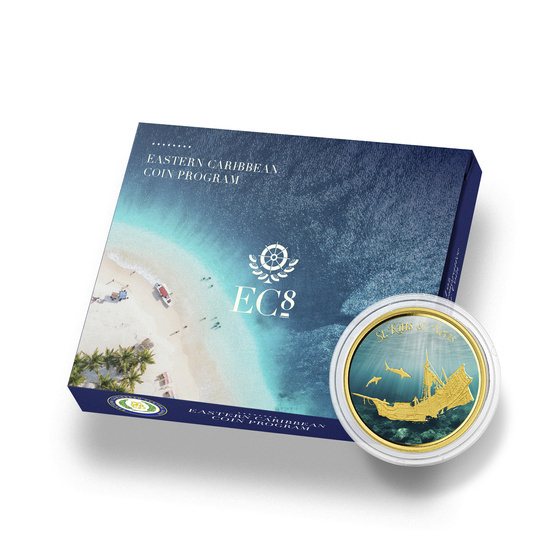 St. Kitts Sunken Ship barevná 1 unce zlata 2021 Proof