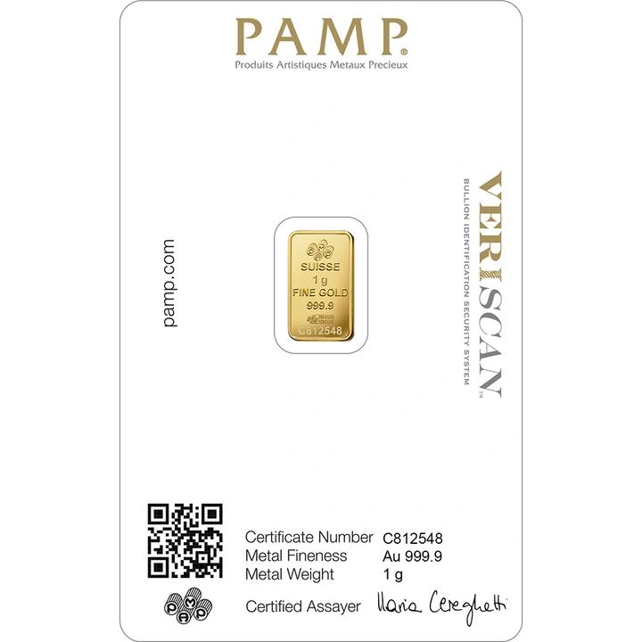 PAMP Lady Fortuna Veriscan 1 g Gold Bar