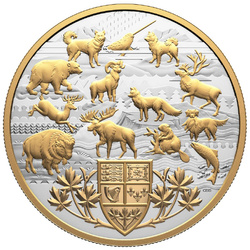 Canada Heraldic Landscape: Animals of Canada 50 $ argent doré 2026 Proof