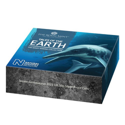 Contes de la Terre : Temnodontosaurus 50 pence d'argent 2021 Proof