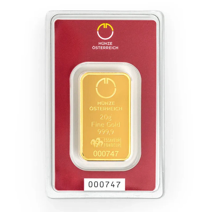 Złota sztabka 20g złota Austrian Mint