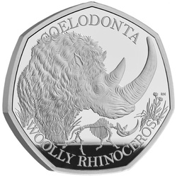 Ice Age Giants - Woolly Rhinoceros 50p Silver 2024 Proof 