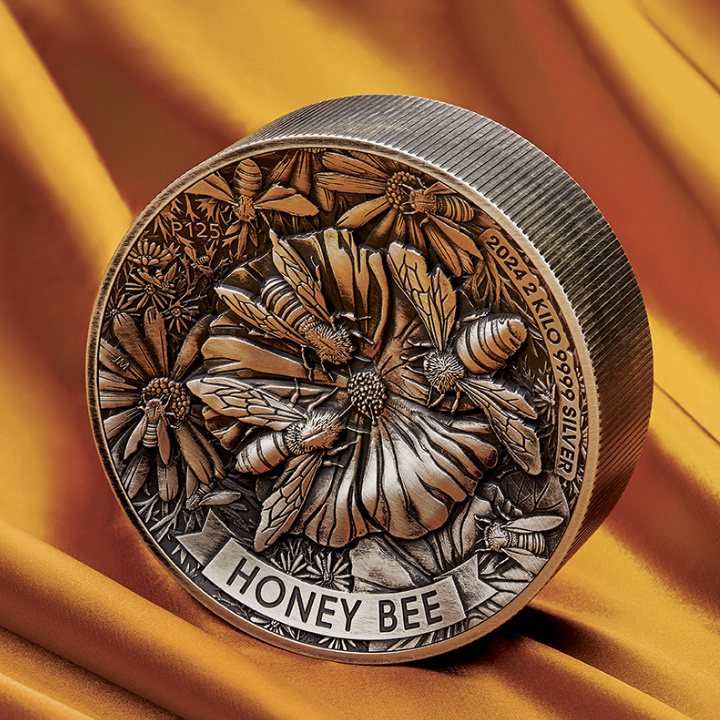 Honey Bee 2000 grams Silver 2024 High Relief Antiqued Coin
