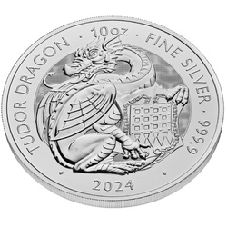 Les bêtes royales Tudor : le dragon Tudor 10 onces d'argent 2024