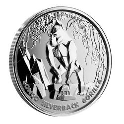 Congo: Gorila de espalda plateada 1 oz Plata 2021