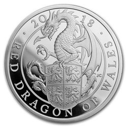 A királynő állatai: Wales vörös sárkánya 1 uncia ezüst 2018 PROOF